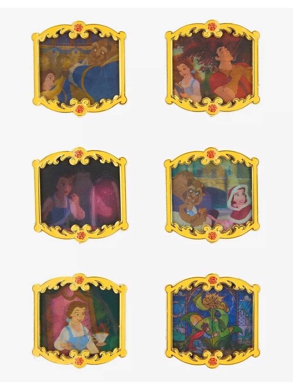 Loungefly Disney Beauty and the Beast Lenticular Blind Box Pin FULL SET Of 6 ☀️